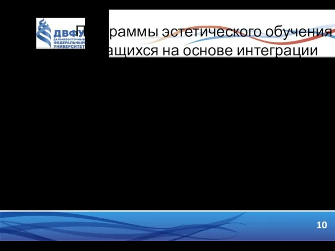 Программы эстетического обучения учащихся на основе интеграции Образовательная программа сетевого взаимодействия