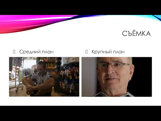 СЪЁМКА Средний план Крупный план