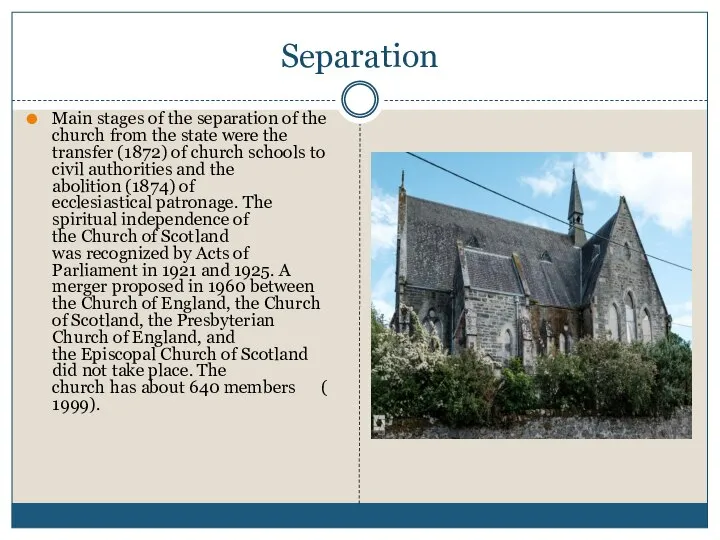 Separation Main stages of the separation of the church from the