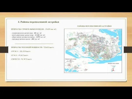 4. Районы перспективной застройки ПРИРОСТЫ СТРОИТЕЛЬНЫХ ФОНДОВ – 15 639 тыс.