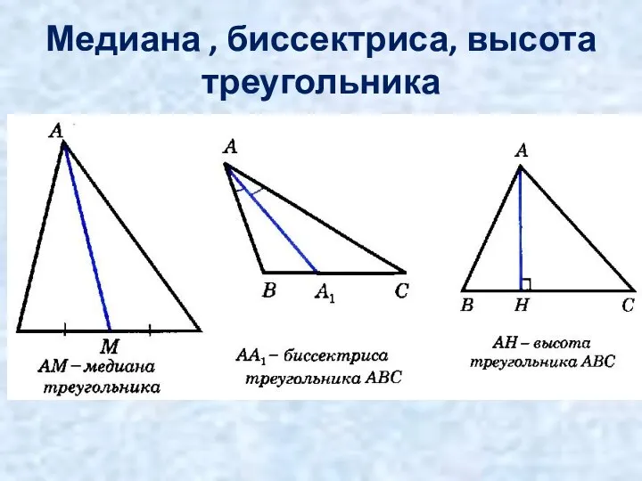 Медиана , биссектриса, высота треугольника