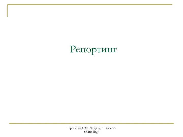 Репортинг Терещенко О.О. "Corporate Finance & Controlling"