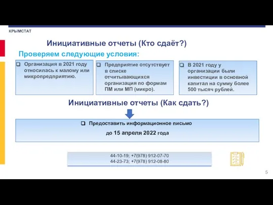 Инициативные отчеты (Кто сдаёт?) Организация в 2021 году относилась к малому