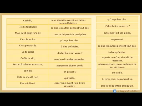 La langue de Molière nous aimerions revoir certaines de ses décisions.