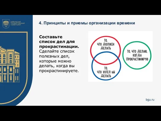 4. Принципы и приемы организации времени Составьте список дел для прокрастинации.