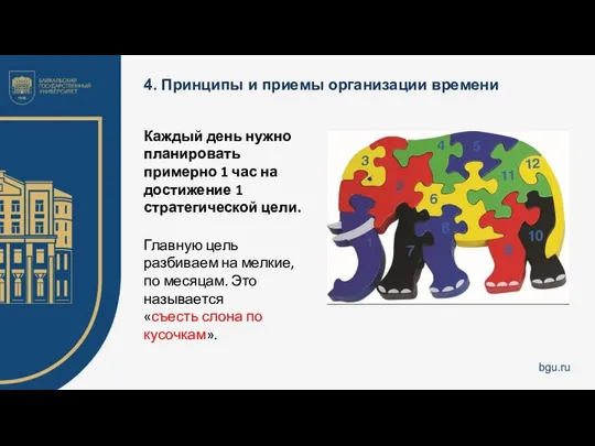 4. Принципы и приемы организации времени Каждый день нужно планировать примерно