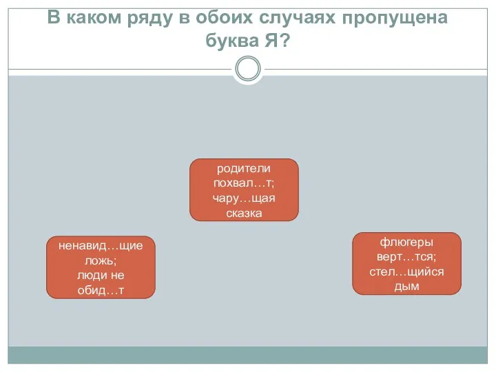 В каком ряду в обоих случаях пропущена буква Я? ненавид…щие ложь;