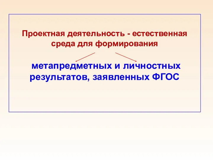 Проектная деятельность - естественная среда для формирования метапредметных и личностных результатов, заявленных ФГОС