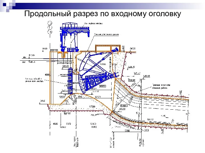 Продольный разрез по входному оголовку