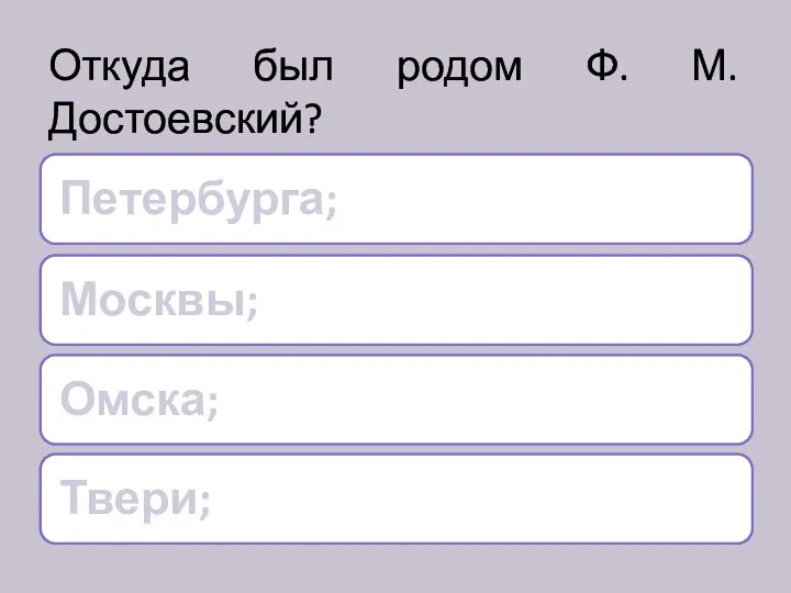 Откуда был родом Ф. М. Достоевский?