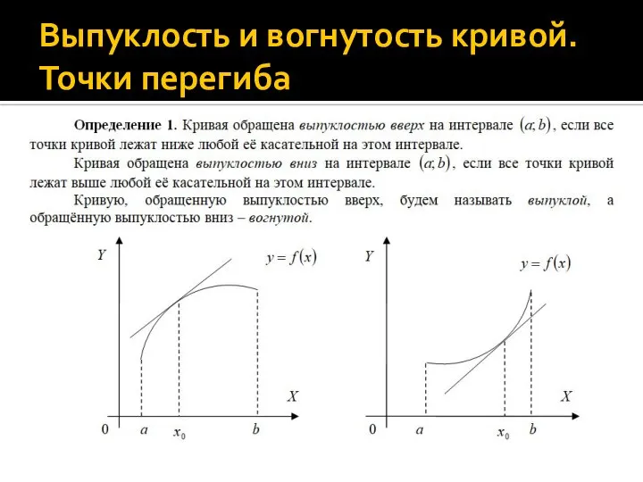 Выпуклость и вогнутость кривой. Точки перегиба