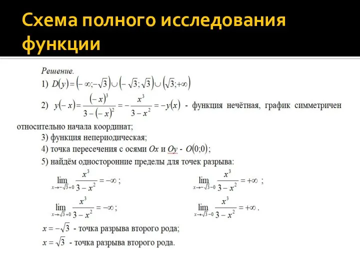 Схема полного исследования функции