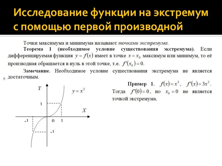 Исследование функции на экстремум с помощью первой производной