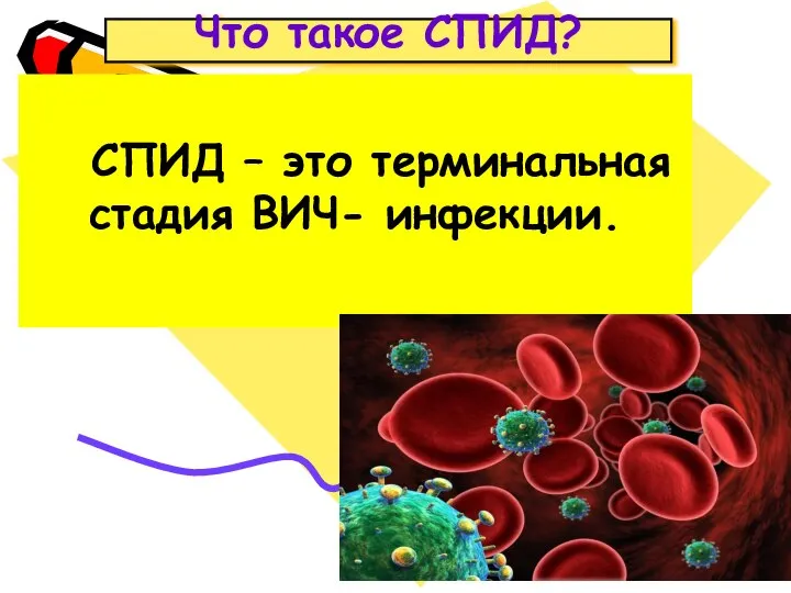 Что такое СПИД? СПИД – это терминальная стадия ВИЧ- инфекции.