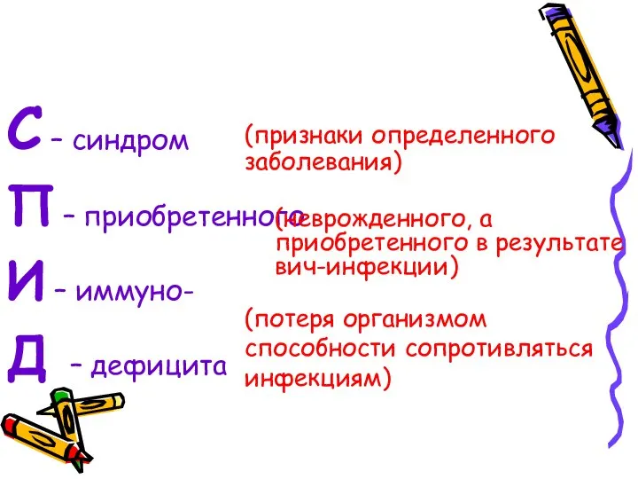 С – синдром П – приобретенного И – иммуно- Д –