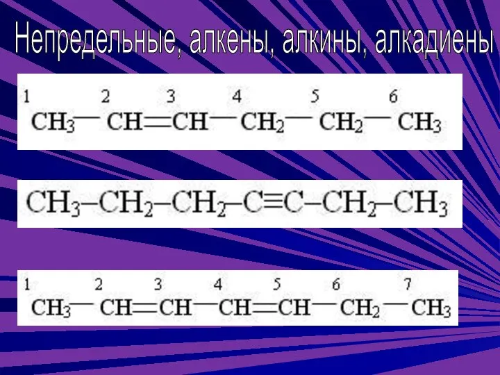 Непредельные, алкены, алкины, алкадиены