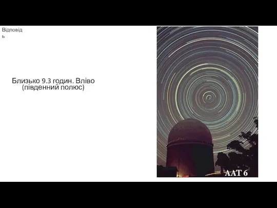 Близько 9.3 годин. Вліво (південний полюс) Відповідь