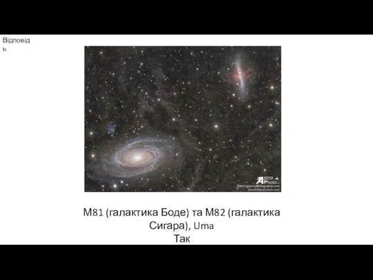 Відповідь М81 (галактика Боде) та М82 (галактика Сигара), Uma Так