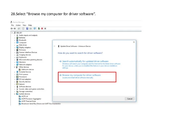 28.Select “Browse my computer for driver software”.