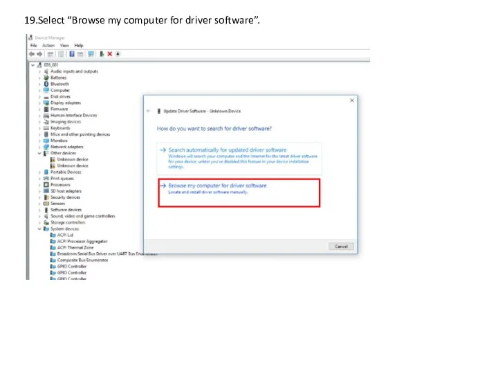 19.Select “Browse my computer for driver software”.