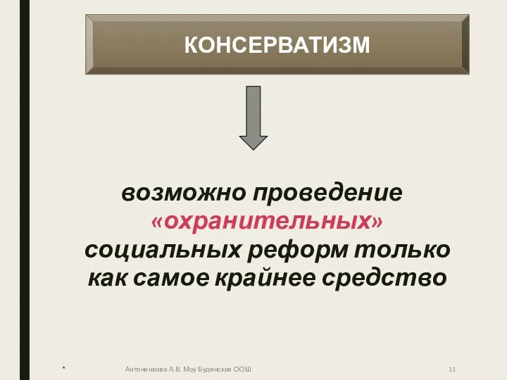 возможно проведение «охранительных» социальных реформ только как самое крайнее средство *