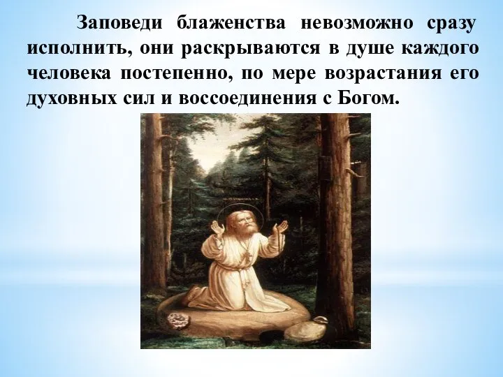 Заповеди блаженства невозможно сразу исполнить, они раскрываются в душе каждого человека