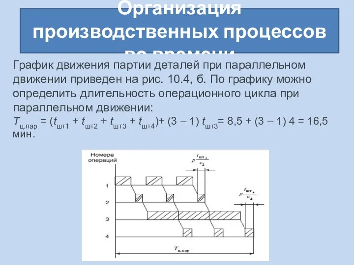 Организация производственных процессов во времени График движения партии деталей при параллельном