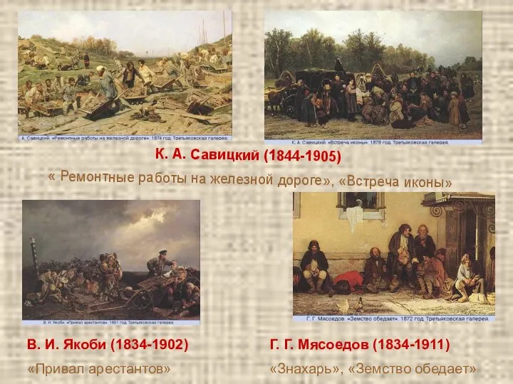 К. А. Савицкий (1844-1905) « Ремонтные работы на железной дороге», «Встреча