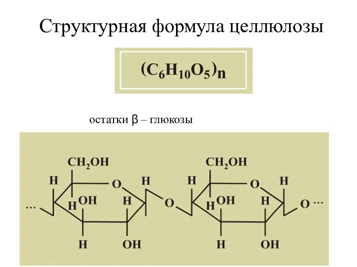 Структурная формула целлюлозы остатки β – глюкозы