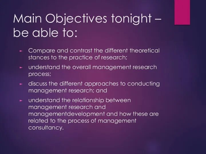 Main Objectives tonight – be able to: Compare and contrast the