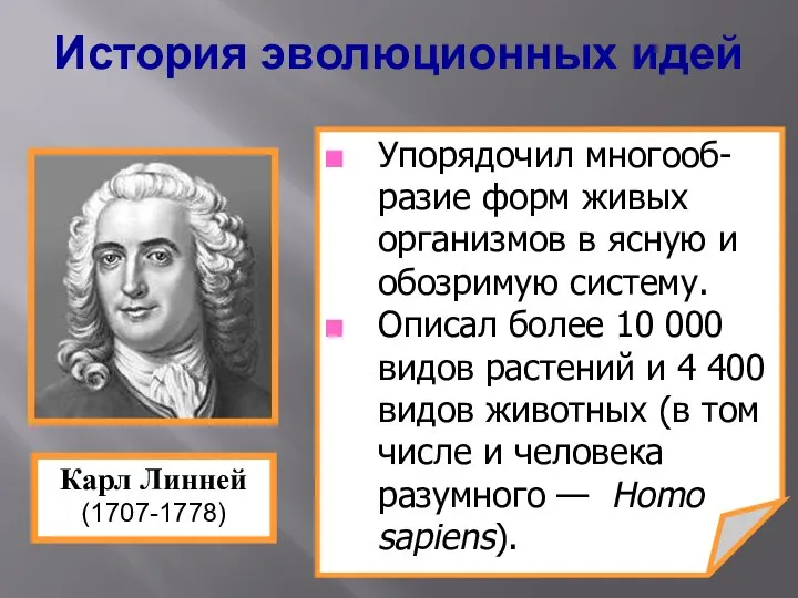 Упорядочил многооб-разие форм живых организмов в ясную и обозримую систему. Описал