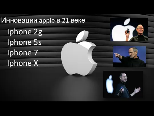 Инновации apple в 21 веке Iphone 2g Iphone 5s Iphone 7 Iphone X