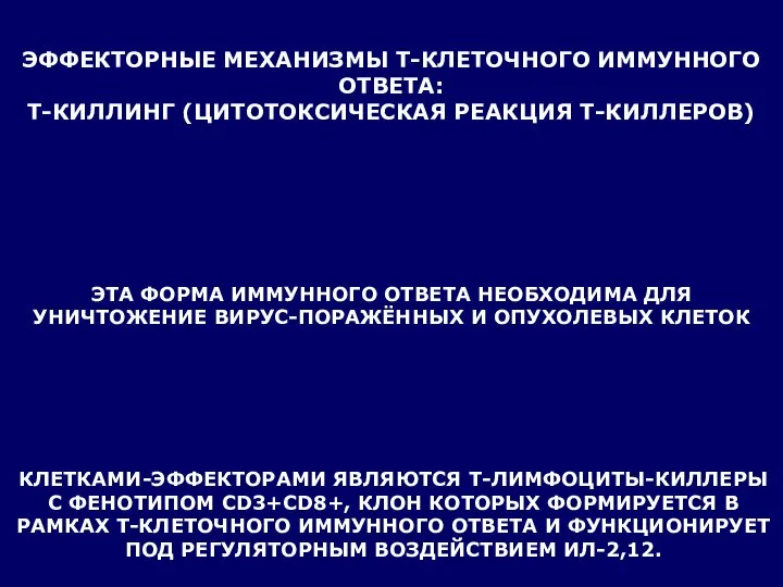 ЭФФЕКТОРНЫЕ МЕХАНИЗМЫ Т-КЛЕТОЧНОГО ИММУННОГО ОТВЕТА: Т-КИЛЛИНГ (ЦИТОТОКСИЧЕСКАЯ РЕАКЦИЯ Т-КИЛЛЕРОВ) ЭТА ФОРМА