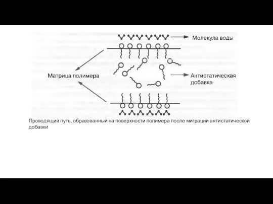 Проводящий путь, образованный на поверхности полимера после миграции антистатической добавки