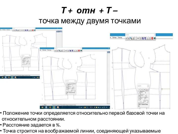 Т + отн + Т – точка между двумя точками Положение