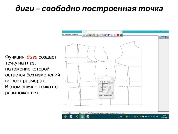 диги – свободно построенная точка Функция диги создает точку на глаз,