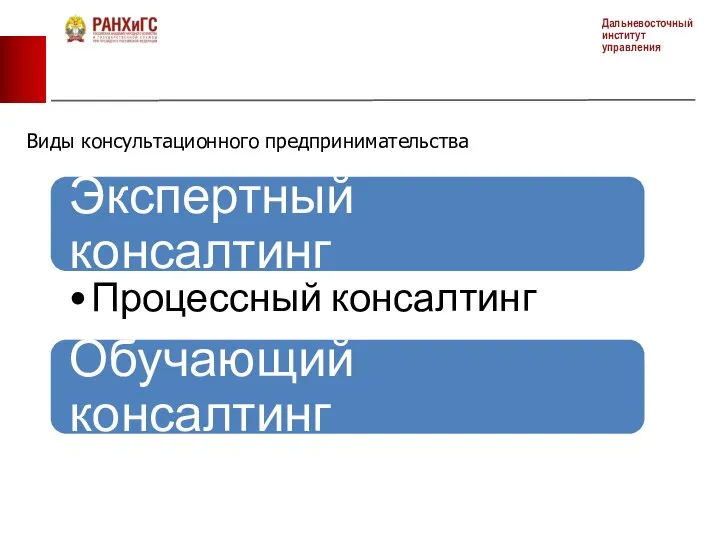 Виды консультационного предпринимательства