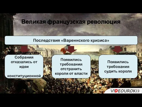 Последствия «Вареннского кризиса» Многие депутаты Собрания отказались от идеи конституционной монархии