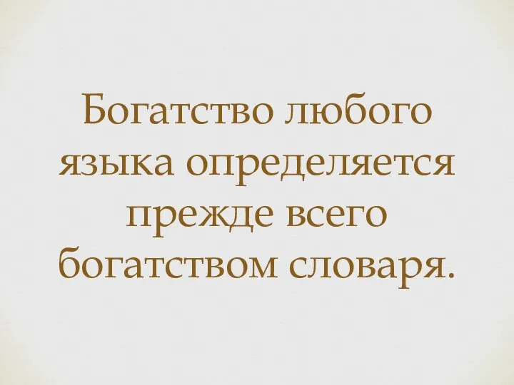 Богатство любого языка определяется прежде всего богатством словаря.