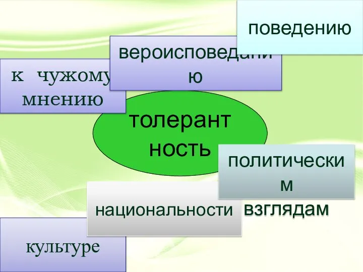 толерантность к чужому мнению культуре национальности вероисповеданию политическим взглядам поведению