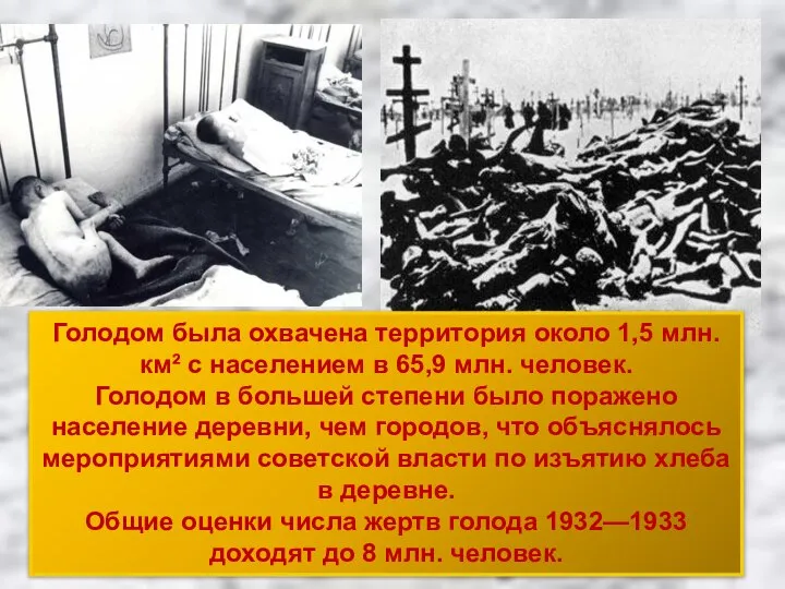 Голодом была охвачена территория около 1,5 млн. км² с населением в