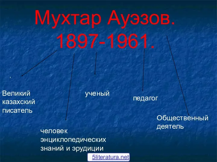 Мухтар Ауэзов. 1897-1961. , Великий казахский писатель ученый педагог Общественный деятель