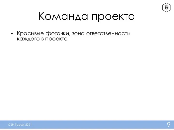 Команда проекта Красивые фоточки, зона ответственности каждого в проекте