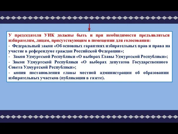 У председателя УИК должны быть и при необходимости предъявляться избирателям, лицам,