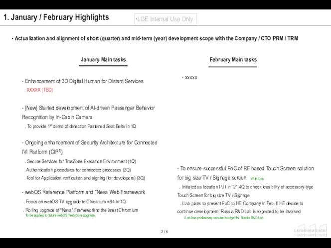 - Actualization and alignment of short (quarter) and mid-term (year) development