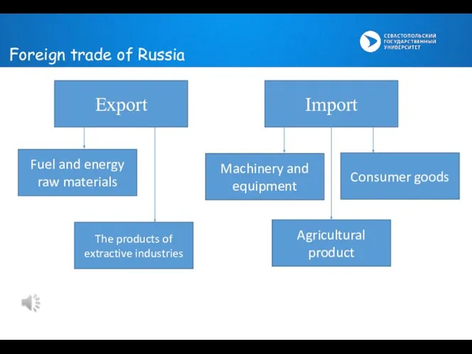 Foreign trade of Russia Export Import Fuel and energy raw materials