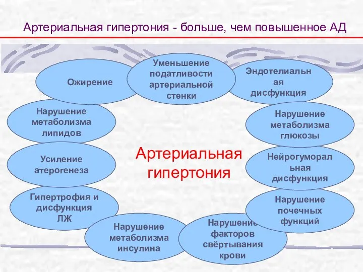 Артериальная гипертония - больше, чем повышенное АД Артериальная гипертония Нарушение метаболизма