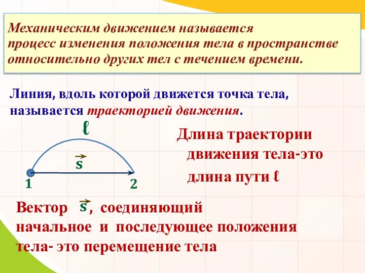 Линия, вдоль которой движется точка тела, называется траекторией движения. Механическим движением