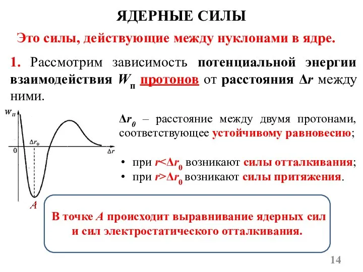 ЯДЕРНЫЕ СИЛЫ Это силы, действующие между нуклонами в ядре. 1. Рассмотрим