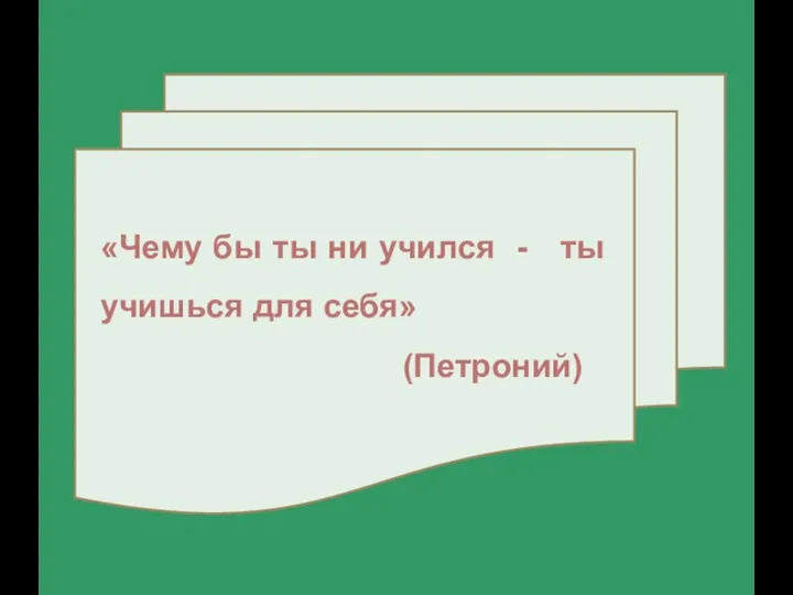 «Чему бы ты ни учился - ты учишься для себя» (Петроний)